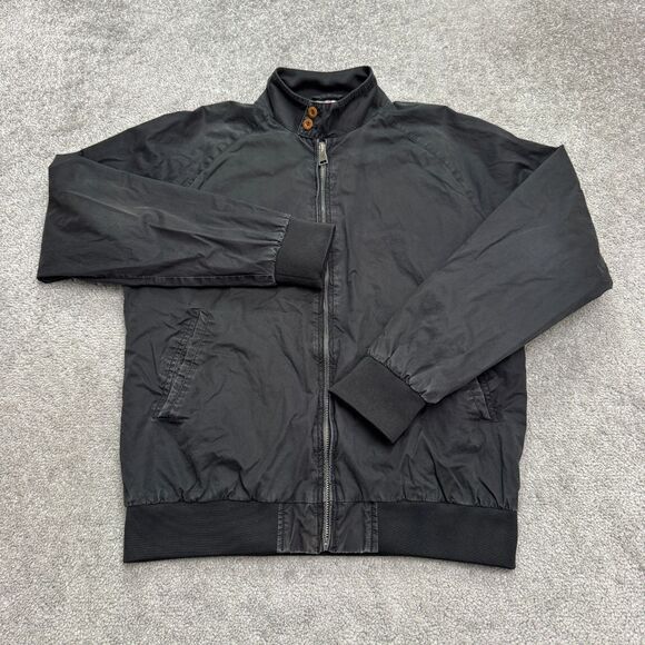 Ben Sherman Gingham Lined Full Zip Bomber jacket Mens Medium Black Cotton Casual - Picture 1 of 16